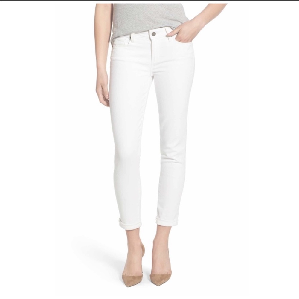 PAIGE Skyline Crop White Skinny Jeans